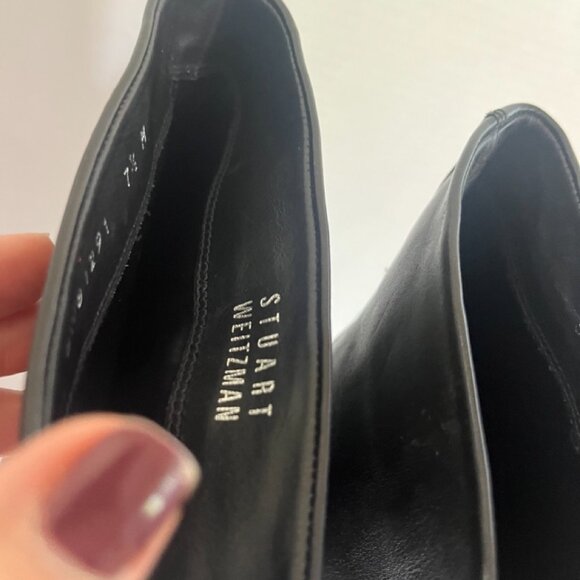 Stuart Weitzman Black Heeled Leather Slide-On Boots US 7.5 - Picture 3 of 12